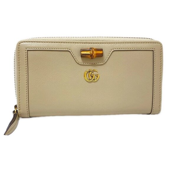 GUCCI Diana Beige Leather - Long Wallet 477-081325 - Picture 1 of 5